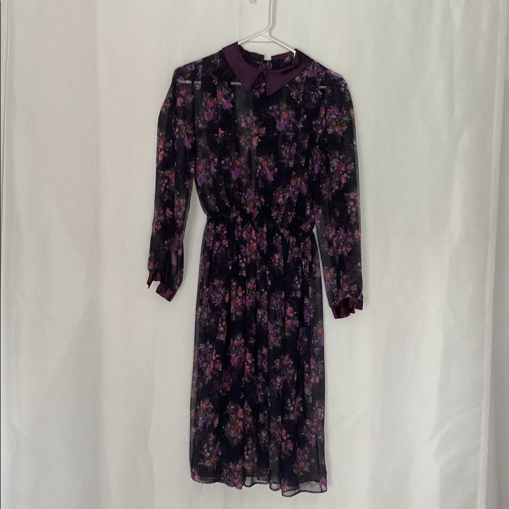 Purple sheer floral dress